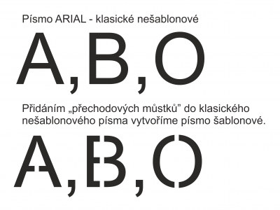šablonové písmo Arial v1