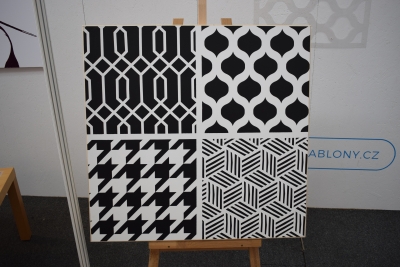 Realizace vzorku malířských šablon jako obraz pro výstavu ARTFEST v Holešovicích 2017